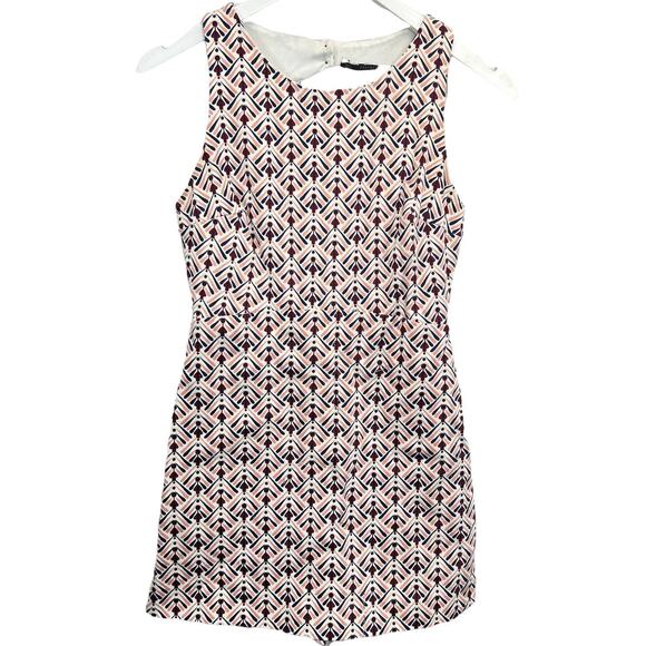 Zara Sleeveless Cutout Back Mini Romper Size S All Over Print Festival Chic Boho - Picture 1 of 8
